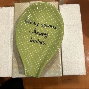 Green and White Polka Dot Spoon‎ Rest.New in box.